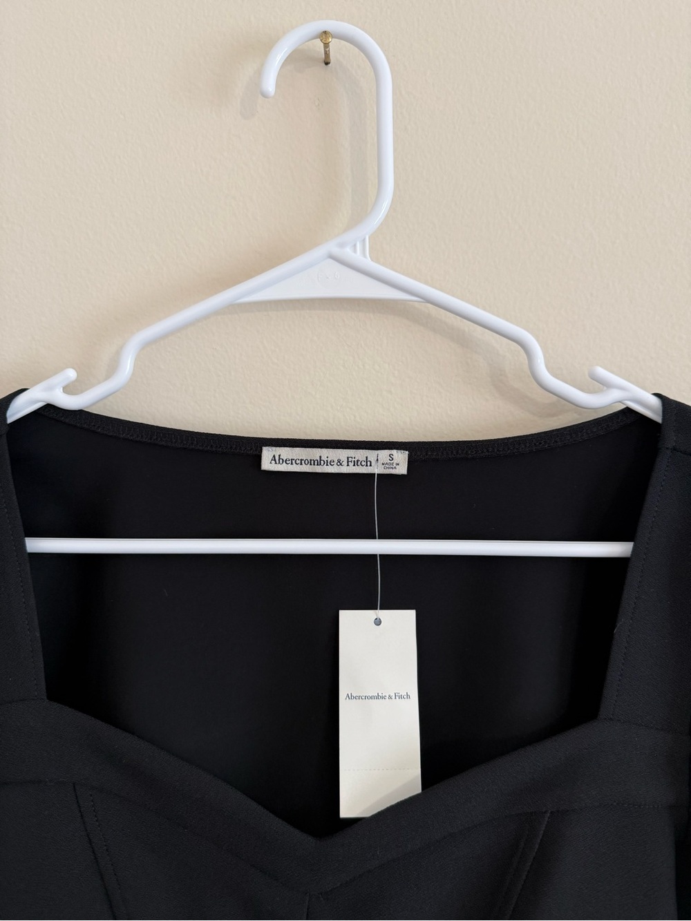 NWT Abercrombie & Fitch Black Sweetheart-Neck Long Sleeve Crop Top Small Corset - Picture 5 of 14